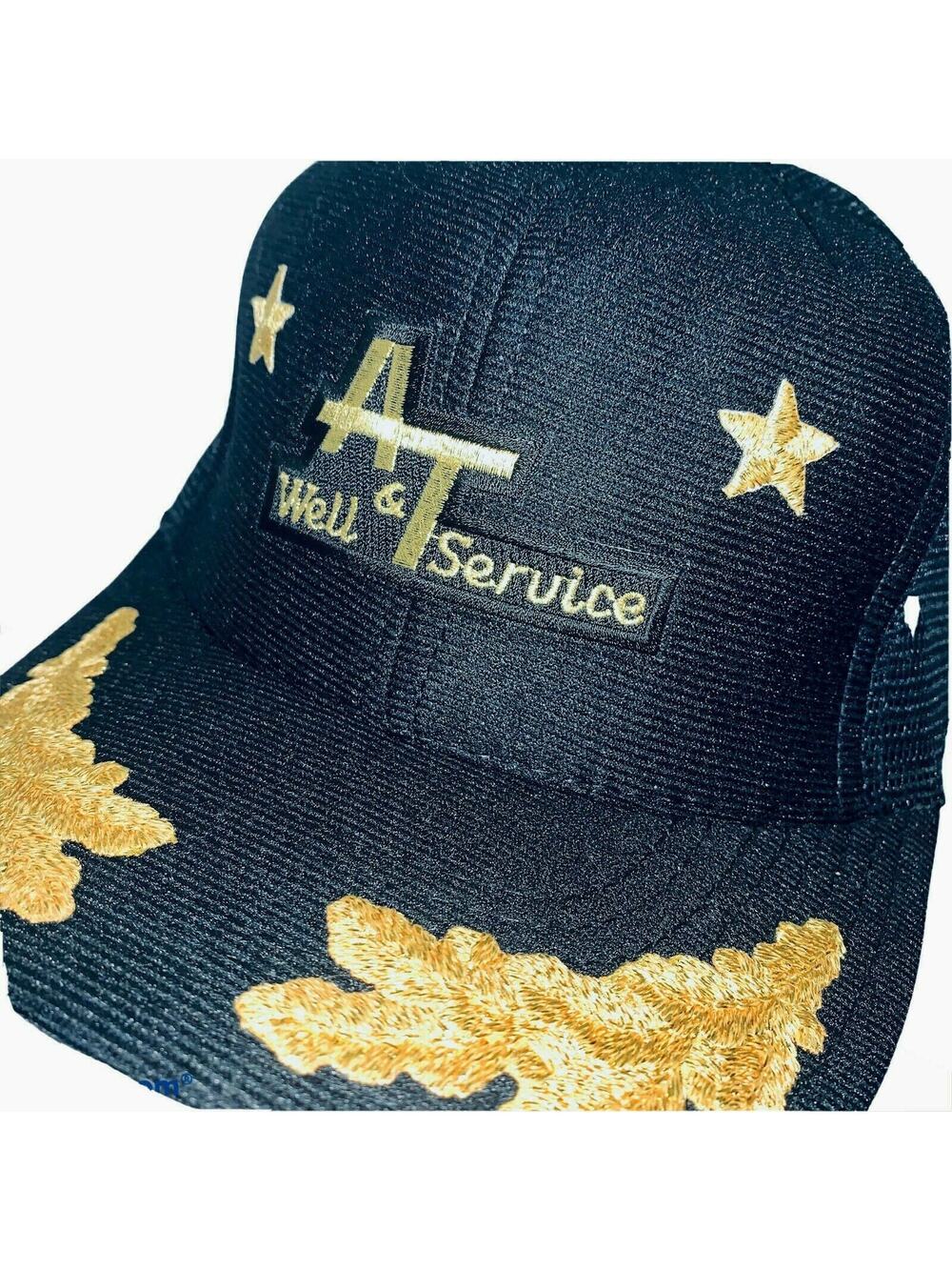 Vtg A & T Well Service Mesh Snapback Gold Scrambled Eggs Hat Cap Made in USA EUC